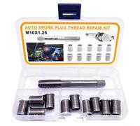 Spark Thread Repair Kit, 11 Piece M10x1.25 with Inserts Tap Tool Set for Engine Head Thread Restoration Helicoil Type Boxed