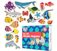 SPARK & WOW Wooden Magnets - Sea Life - Set of 20 - Magnets for Kids Ages 2+ - Cute Animal Magnets for The Fridge, Whiteboards and More