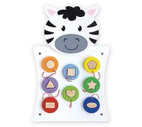 SPARK & WOW Zebra Activity Wall Panel - Toddler Activity Centre - Wall-Mounted Toy for Kids Aged 18M+ - Decor for Bedrooms, Nurseries and Play Areas