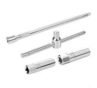 Spark Wrench Set 14mm and 16mm Magnetic Socket Tool with Flexible Shaft for Car and Motorcycle Spark Removal - 4-Piece Kit for Mechanics and DIY Users