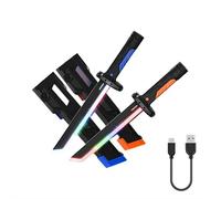 Sparkblade Sword with 7 Color LED Light and Spray Effect,Blade Sword,Light up Swords Perfect for Cosplay, Halloween,Party (Blue+Orange)