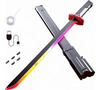 Sparkblade Sword with Sparks, 31.5 Inch Spark Blade Swords with Multicolor LED Lights and Sound Spray Effects, Spark Blade with Sensor Sound, for Rave, Cosplay & Display (Red+45 flint, Standard)