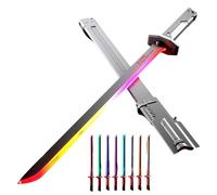 Sparkblade Sword with Sparks,31.5in Spark Blade Sword with Smoke,Sparks on Draw, Multicolor LED Lights, Anime Collectible Cosplay Prop for Costumes, Halloween, and Display (Gray 1pcs)
