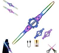 Sparkblade Sword with Sparks, Light Up Sword for Adult Kids, Double Headed Telescopic Expandable Light Swords Toy with Sound, 7 Colors Retractable Power Fire Spin Swords, Flashing Sabers (Blue)