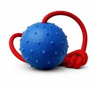 SparkDog Collars Working Dog Fetch Ball with Rope, Dog Training Ball for K9, Schutzhund, IPO, Obedience Exercise Rubber Ball for Dogs, Ball on Rope - 2 Balls Recommended (HD Blue, 7.2cm/3in)