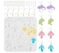 Sparkeads 1 pc Cute Mushroom Casting Resin Molds Vegetable Mushroom 3D Making Silicone Moulds with Earring Hooks & Open Jump Rings& Ear Nuts for Epoxy Crafts Jewelry Making