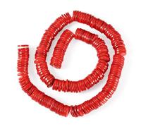 Sparkeads 1 Strand Flat Round Shell Beads Natural Shell Beads 10mm Disc Coin Shells Bead Dyed Heishi Loose Spacer Bead for Necklace Bracelet DIY Jewelry Making,Crimson