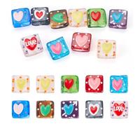 Sparkeads 10 pcs Valentine’s Day Heart Bead Cube Enamel Sweet Heart Beads Lampwork Handmade Beads Square Hearts Loose Spacer Bead for Couple Necklace DIY Jewelry
