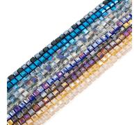 Sparkeads 10 Strands Cube Faceted Electroplate Glass Beads 4x4x4mm Square Crystal Beads Cubic Loose Spacer Bead for Necklace Earring Bracelet DIY Jewelry Making
