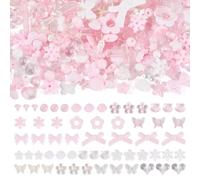 Sparkeads 100 G Bowknot Heart Assorted Acrylic Beads Butterfly Snowflakes Plastic Pastel Bead for DIY Bracelet Necklace Earring Cell Phone Chain Jewellery Making, Pearl Pink