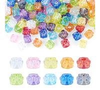 Sparkeads 100pcs Large Hole Square Beads Acrylic European Style Cube Flower Loose Spacer Beads Transparent Colorful Bulk for Bracelet Necklace Earring Jewelry Making DIY Crafts Bag Keychain Beaded Pen