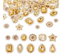Sparkeads 100Pcs Sew on Rhinestones for Clothes Assorted Crystal Gems Rhinestone Buttons Flatback Claws Sewing Glass Rhinestones for Jewelry Brooches Dress Hair Hats Shoes Dress Costumes Decor,Yellow