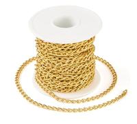 Sparkeads 10M Aluminium Chain 7.5x4.2x1mm Golden Necklace Chains Jewelry Curb Link Chain Twisted Chains with Spool with Necklace Earring Bracelet DIY Jewelry Making