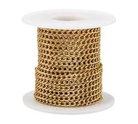 Sparkeads 10M Golden Aluminium Curb Chain 5x3.5x1mm Link Chains Metal Chain with Spool Jewellery Chains for Necklace Earring Bracelet DIY Jewelry Crafts