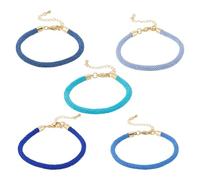 Sparkeads 10pcs Adjustable Nylon Cord Bracelets Colorful Braided Woven String Rope Thread Friendship Bracelets with Lobster Claw Clasps for Jewelry Making Anklets DIY Crafts Women Men 5 Colors Blue