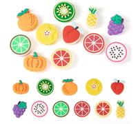 Sparkeads 11 Pcs PVC Fruit Charms Mixed Shapes Fruit Beads Tiny Food Charm Lemon Grape Peach Loose Spacer Beads for Jewelry Making DIY Keychains Earrings Bracelets Necklaces Crafts Dangle Pendant