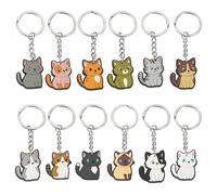 Sparkeads 12 pcs Cat Theme PVC Pendant Keychains 80-84 mm Animals Cat Keyrings with Metal Key Ring for DIY Wallet Bag Phone Chain Key Chain Decoration