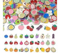 Sparkeads 120 pcs 30 Styles Fruit Alloy Enamel Charms Light Gold Strawberry Watermelon Pendants Apple Cherry Dangle Charms for Necklace Earring Bracelet DIY Jewelry Making