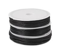 Sparkeads 16.1M Waxed Cotton Cords 1/1.5/2mm Round Braided Threads Beading Rope Black Macrame String Chinese Knot Cords for Friendship Bracelet Necklace Jewelry Making