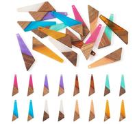 Sparkeads 16 Pcs Natural Wood Charms Triangle Resin Dangle Charms Two Tone Wooden Pendants for Earring Craft Necklace Jewelry DIY Women, Wood Resin, No Gemstone