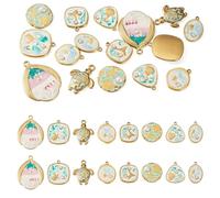 Sparkeads 16pcs Summer Ocean Sea Animal Enamel Charms with Imitation Pearl