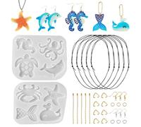 Sparkeads 2 pcs Marine Theme Silicone Molds Sea Animal Mould for Resin Epoxy Pendants with Jump Ring Necklace Cord for Earring Necklace Charms DIY Jewelry Making