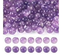 Sparkeads 2 Strands 80Pcs Natural Amethyst Beads 10mm Round Crystal Gemstone Stone Ball Loose Beads Bulk for DIY Bracelet Necklace Jewelry Making Crafts