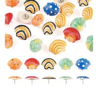 Sparkeads 20 pcs Shell Theme Drawing Pins Resin Shells Push Pin Colorful Thumb Tack Map Pins for Photo Wall Corkboard Bulletin Board Cardboard Hanging Poster