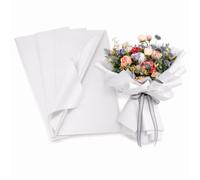 Sparkeads 20 pcs Waterproof Flower Wrapping Paper 560x560mm Florist Papers Square Floral Wrap Paper for Gift Bouquet Packaging Wedding Birthday Party Decoration,White