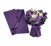 Sparkeads 20 pcs Waterproof Flower Wrapping Paper 560x560mm Florist Papers Square Floral Wrap Paper for Gift Bouquet Packaging Wedding Birthday Party Decoration,Dark Orchid
