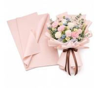 Sparkeads 20 pcs Waterproof Flower Wrapping Paper 560x560mm Florist Papers Square Floral Wrap Paper for Gift Bouquet Packaging Wedding Birthday Party Decoration,Misty Rose