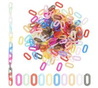 Sparkeads 200 Pcs Colorful Linking Rings Iridescent Quick Link Connectors Frosted Oval Acrylic Rings for Cable Chain Making Jewelry Bracelet Necklace Women Lanyard Accessory