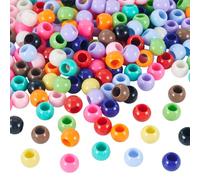 Sparkeads 200Pcs Colorful Acrylic European Beads Candy Round Large Hole Beads 12x9.8mm Loose Spacer Floral Bead Cute Rainbow Braid Craft Bead for DIY Jewelry Making Bracelet Necklace Hole 6.5mm