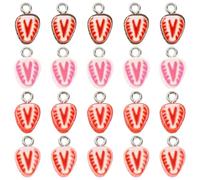 Sparkeads 20pcs 3D Resin Half Strawberry Charms Bulk Cute Red Pink Fruit Food Dangle Pendants for Jewelry Making Earrings Bracelet Necklace Bag Keychain Summer DIY Crafts Phone Strap Lanyard Charms