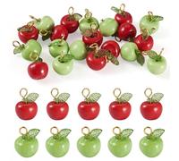 Sparkeads 20pcs Handmade Lampwork Apple Charms Red Green Cute Crystal Sweet Fruit Food Apple Shaped Hanging Dangles Pendants Bulk for Jewelry Making Earrings Necklaces Bag Keychain Summer DIY Crafts