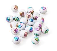 Sparkeads 20Pcs Round Snowflake Glass Beads 10mm Opaque White Christmas Crystal Craft Beads Xmas Colorful Bubblegum for DIY Crafts Bracelet Necklace Home Ornaments Supplies Hole:1.2mm