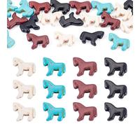 Sparkeads 20Pcs Synthetic Turquoise Horse Beads Vintage Carved Horse Shape Turquoise Beads Wild Western Animal Focal Bead Zuni Fetish Loose Bracelets Bead for DIY Necklace Earring Jewelry Making