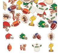 Sparkeads 24 pcs Sport Theme Pendant Football Alloy Enamel Pendants Rugby Cap Rugby Jersey Dangle Charms for Necklace Earring Bracelet DIY Jewelry Making