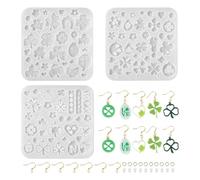 Sparkeads 3 pcs Clover Theme Silicone Molds Luck Leaf Mould for Resin Epoxy Pendants with Earring Making Kit for Earring Necklace Charms DIY Jewelry Making