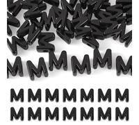 Sparkeads 30Pcs Big Large Hole European Letter M Beads Black Initial Alphabet Acrylic Name Friendship Bracelet Loose Spacer Beads Charms Bulk for DIY Crafts Necklace Bag Keychain Jewelry Making Pens