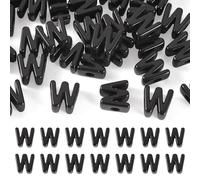 Sparkeads 30Pcs Big Large Hole European Letter W Beads Black Initial Alphabet Acrylic Name Friendship Bracelet Loose Spacer Beads Charms Bulk for DIY Crafts Necklace Bag Keychain Jewelry Making Pens