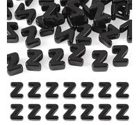 Sparkeads 30Pcs Big Large Hole European Letter Z Beads Black Initial Alphabet Acrylic Name Friendship Bracelet Loose Spacer Beads Charms Bulk for DIY Crafts Necklace Bag Keychain Jewelry Making Pens