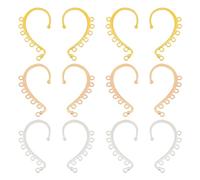 Sparkeads 30pcs Ear Cuff Findings No Piercing Clip on Climber Wrap Around Earring Hooks Golden Silver Alloy 7 Hole Jewelry Component for Earring Women Accessory Craft Valentine Wedding