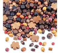 Sparkeads 360Pcs Mixed Shapes Natural Wood Beads Drilled Wooden Beads Wooden Craft Bead Flat Round,OVA,Cube Unfinished Wood Loose Spacer for DIY Necklaces Earrings Bracelets Key Chains Jewelry Making