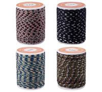 Sparkeads 4 Rolls 1.5 mm Macrame Rope Strings Braided Cotton Cord 4-Ply Twisted Beading String Roll for Necklace Wall Hangings Knitting Plant Hangers Bracelet Crafting Jewelry Home Decoration