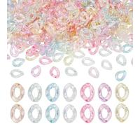 Sparkeads 400 Pcs Transparent Rings Quick Link Connectors Colorful Acrylic Linking Oval Acrylic Rings Jewelry Linking Ring for Cable Earring Necklace Jewelry Eyeglass Chain DIY Craft Making Lanyard
