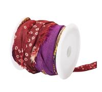 Sparkeads 5.47 Yards Recycled Sari Silk Ribbon Fabric Yarn Ribbon Tassel for Knitting DIY Sewing Crocheting Women Bracelet Macrame Craft Necklace Embroidery Christmas Decoration(Classic Color)