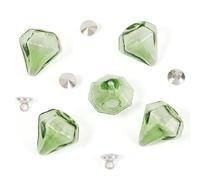 Sparkeads 5 pcs Diamond Shape Glass Bottles Pendants Hollow Diamond Bottles Dangle Charms with Brass Bead Cap Bails for DIY Jewellery Pendant Earring Craft Making, Medium Sea Green