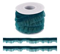 Sparkeads 5 Yards Elastic Velvet Organza Ribbon 15mm Ruffle Lace Trim Ribbon Pleated Trimming for Gifts Wrapping Sewing Clothes Decoration,Teal