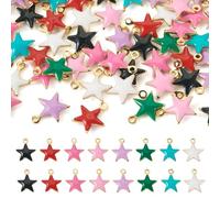 Sparkeads 50Pcs 304 Stainless Steel Enamel Star Charms Bulk Assorted Colorful Smooth Metal Pendants Celestial Bracelet Charm Tiny Hanging Dangle Charms for DIY Crafts Bracelet Necklace Earrings Making